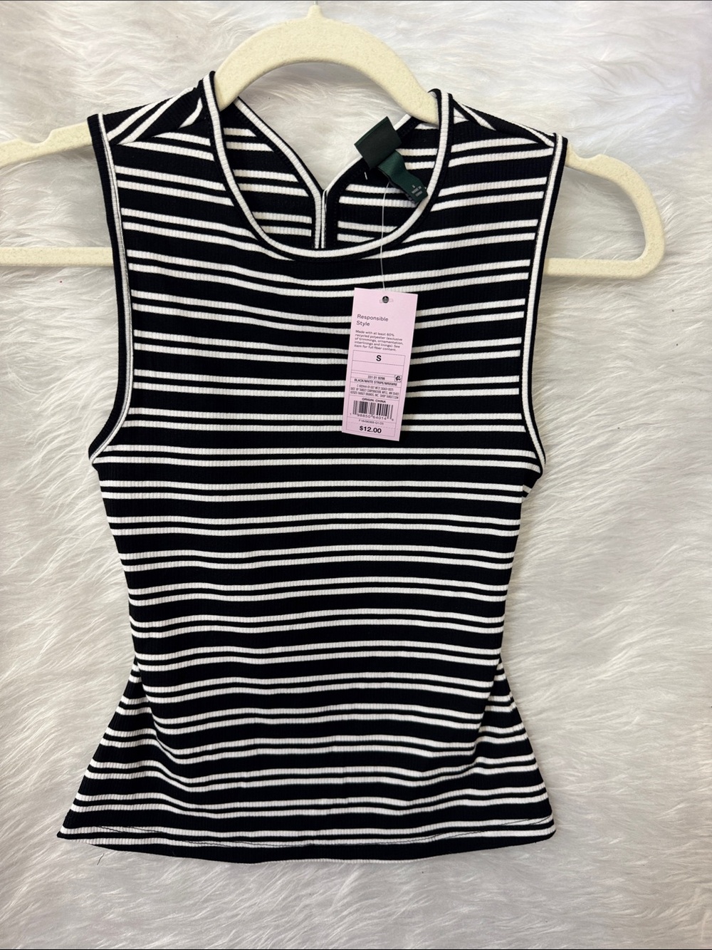 wild fable Black & White Striped Ribbed Tank